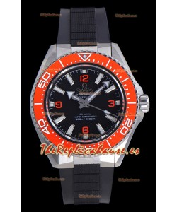Reloj Omega Seamaster Planet Ocean con bisel naranja y correa de caucho de 42 mm, réplica de alta calidad