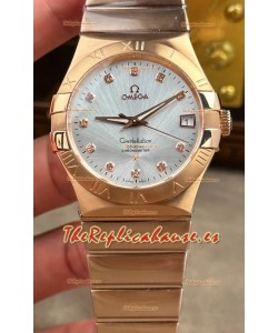 Reloj Omega Constellation Superclon de 38 mm con esfera de acero y oro rosa