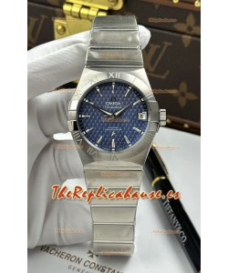 Reloj Omega Co-Axial Constellation de 38 mm, acero 904L, esfera azul, superclon