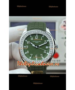 Reloj Patek Philippe Aquanaut 5167 con esfera azul, correa, diamantes y bisel, réplica excepcional