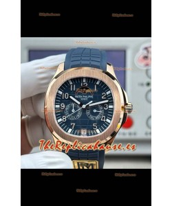 Reloj réplica suizo Patek Philippe Aquanaut 5261 de oro rosa con esfera azul