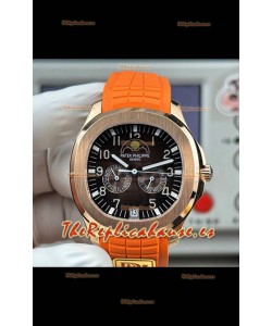 Reloj réplica suizo Patek Philippe Aquanaut 5261 de oro rosa con esfera marrón