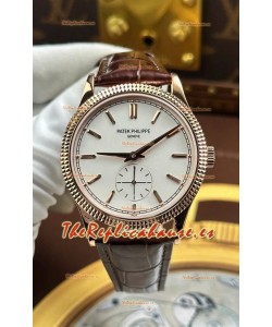 Reloj Patek Philippe Calatrava 6119G Superclon de oro rosa con esfera blanca
