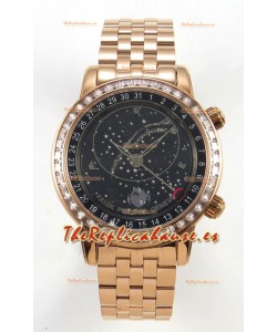 Reloj Patek Philippe Grand Complications 6102 con esfera negra y correa de oro rosa, réplica exacta