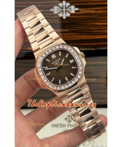 Reloj Patek Philippe Nautilus 5723 con esfera marrón y oro rosa, superclon