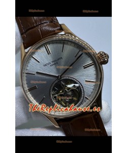 Reloj réplica japonés Patek Philippe Tourbillon Oro Rosa Esfera Gris