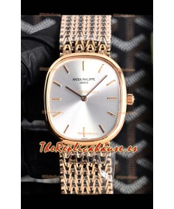 Reloj Patek Philippe Golden Ellipse 5738/1R-001 con esfera de acero y oro rosa, superclon