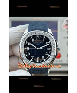Reloj Patek Philippe Aquanaut 5167 con esfera azul, correa, diamantes y bisel, réplica excepcional