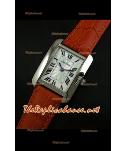 Cartier Tank Française para damas malla marrón claro con estuche de acero
