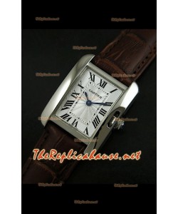 Cartier Tank Française para damas malla marrón con estuche de acero.