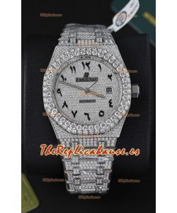 Audemars Piguet Royal Oak 15400 Iced Out Dial Árabe en Caja de Acero Inoxidable Reloj Réplica Suizo