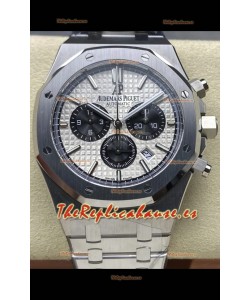 Audemars Piguet Royal Oak Chronograph Dial Blanco Correa Acero Reloj Réplica Suizo
