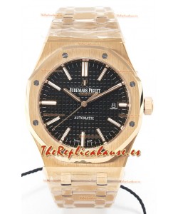 Audemars Piguet Royal Oak 15400 41MM Oro Rosado Dial Negro Super Clone Reloj Réplica 