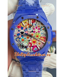 Reloj Audemars Piguet Super Clone Royal Oak de Cerámica Azul con Dial en Forma de Girasol