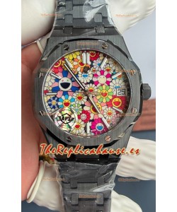 Reloj Audemars Piguet Super Clone Royal Oak de Cerámica Negra con Dial en forma de Girasol