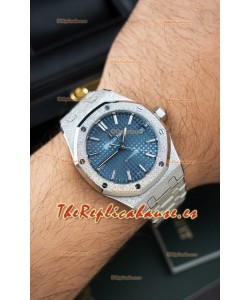Reloj Audemars Piguet Super Clone 15454BC Royal Oak Frosted de 37MM con Dial Azul