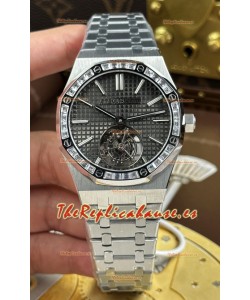 Reloj Audemars Piguet Super Clone Royal Oak con Tourbillon Flying Dial Gris de 41 mm.
