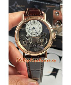 Breguet Tradition 7057BR/R9/9W6 Caja Oro Rosado Single Tourbillon Réplica Suiza Correa Marrón