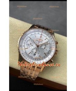 Breitling Navitimer B01 Chronograph 43 Dial Blanco - Caja Chapada en Oro Rosado Réplica Suiza Espejo 1:1