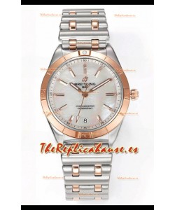 Breitling Chronomat 36MM 2 Tone Caja Oro Rosado Reloj Réplica Espejo 1:1 Dial Perla