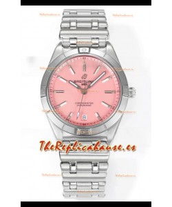 Breitling Chronomat 36MM Acero Inoxidable Casing Reloj Réplica Espejo 1:1 Dial Rosa