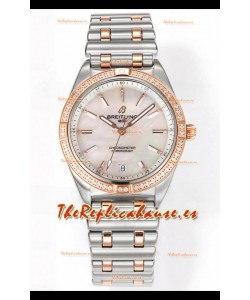 Breitling Chronomat 36MM 2 Tone Caja Oro Rosado Reloj Réplica Espejo 1:1 Dial Perla