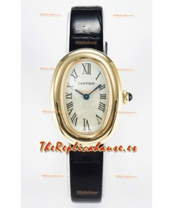 Cartier Baignoire Oro Amarillo Reloj Réplica Suizo Super Clone 1:1 Correa Negra
