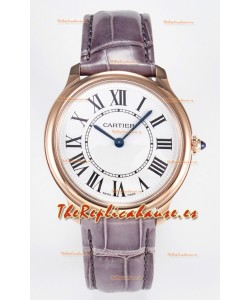 Ronde Louis Cartier Super Clone 36MM Reloj Oro Rosado en Movimiento de Cuarzo Suizo