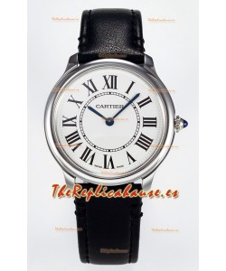Ronde De Cartier Super Clone 36MM Reloj Réplica Suizo con Dial Blanco chapado en Plateado