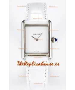 Tank Must Cartier Super Clone Edition 29MM Reloj en Caja Acero Dial Blanco 