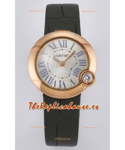 Ballon Blanc De Cartier Reloj Super Clone 30MM en Caja Oro Rosado Correa Verde