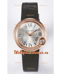 Ballon Blanc De Cartier Reloj Super Clone 30MM en Caja Oro Rosado Correa Verde