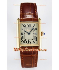 Tank Must Cartier Super Clone Edition 33.7 Reloj en Caja Oro Amarillo
