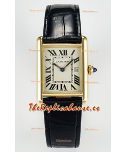 Tank Must Cartier Super Clone Edition 33.7 Reloj en Caja Oro Amarillo