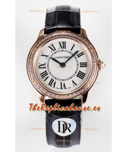 Ronde Louis Cartier Super Clone 29MM Reloj Oro Rosado en Movimiento de Cuarzo Suizo
