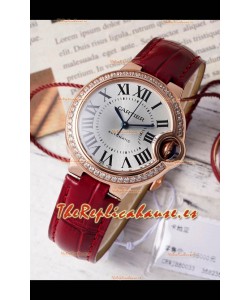 Ballon De Cartier Reloj Suizo Automático Dial Plateado Calidad Espejo 33MM chapado en Oro Rosado