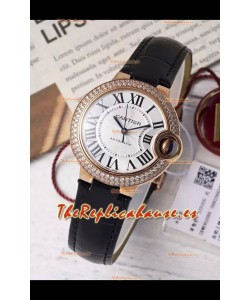 Ballon De Cartier Reloj Suizo Automático Calidad Espejo 1:1 33MM chapado en Oro Rosado