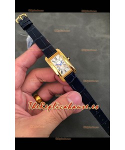 Cartier Tank Americaine Ladies Reloj Cuarzo Suizo Réplica Espejo 1:1 Caja Oro Amarillo
