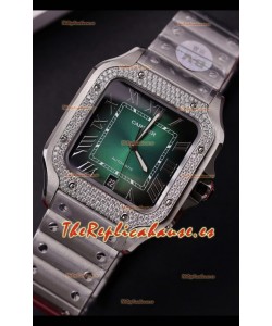 Cartier Santos De Cartier Acero 904L Dial Verde Super Clone Reloj Réplica 40MM