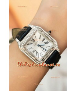 Cartier Santos Dumont 27.5MM Reloj Edición Super Clone Caja en Moissanitas
