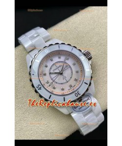 Chanel J12 Ladies Blanco Caja Cerámica Dial Perla Reloj Réplica Espejo 1:1