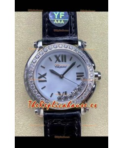Chopard Happy Sport Reloj Espejo 1:1 Cuarzo Suizo 36MM en Acero 904L Dial Blanco