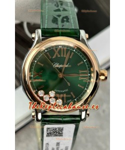 Chopard Super Clone Happy Sport Reloj Oro Rosadoen Dial Verde - Movimiento Automático 36MM