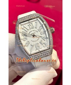 Franck Muller V32 Cuarzo Suizo Mossanite Reloj Réplica 1:1 36MM Numerales Blanco