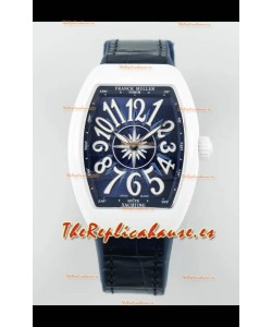 Franck Muller Vanguard Yachting V32 Caja Cerámica Correa/Dial Azul Reloj Réplica Suiza 