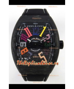 Franck Muller Super Clone Vanguard V45 Racing Carbono con Correa de Nylon
