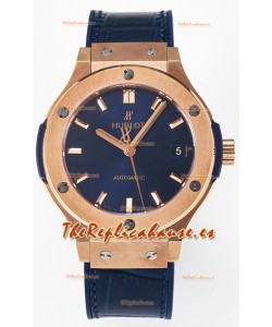 Hublot Super Clone Classic Fusion Rose Gold 38MM Reloj Réplica Espejo 1:1 Dial Azul