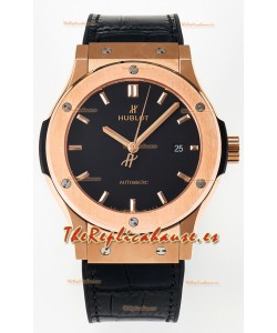 Hublot Super Clone Classic Fusion Rose Gold 42MM Reloj Réplica Espejo 1:1 Dial Negro