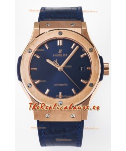 Hublot Super Clone Classic Fusion Rose Gold 42MM Reloj Réplica Espejo 1:1 Dial Azul