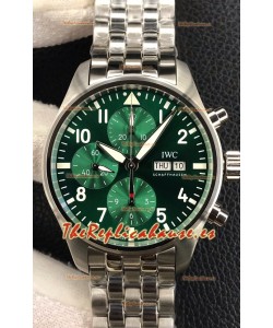IWC Pilot Chronograph Edition Dial Verde en Caja Acero 904L Reloj Réplica Espejo 1:1